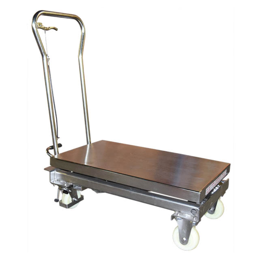 Table élévatrice manuelle inox mobile – Image 3