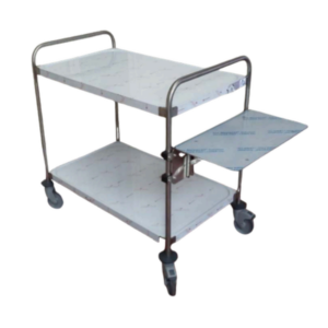 Chariot de service avec tablette rabattable inox